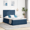 vidaXL LED tárolós ágy matraccal Kék 140 x 200 cm Szövet