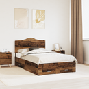vidaXL Ágykeret fejtámlával fiókkal Öreg fa 120 x 190 cm Faanyag
