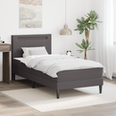 vidaXL Ágykeret LED szalagokkal fejtámlával Szürke 90 x 200 cm Műbőr