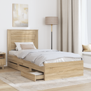 vidaXL Ágykeret fiókkal tárolóval Sonoma tölgy 75 x 190 cm Mérnöki Fa