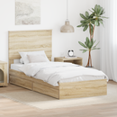 vidaXL Tárolós Ágy fejtámlával Sonoma tölgy 100 x 200 cm Faanyag