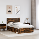 vidaXL Ágykeret fejtámlával Füstölt tölgy 120 x 190 cm Tömör fenyőfa