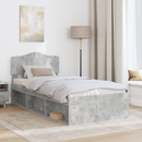vidaXL Ágykeret fejtámlával Beton 90 x 200 cm Tömör fenyőfa