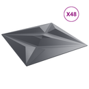 vidaXL Fali panelek Csillag 48 pcs Csillag Szürke 50 x 50 cm XPS Hab