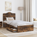 vidaXL Ágykeret fejtámlával fiókkal Füstölt tölgy 70 x 190 cm Faanyag