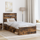 vidaXL Ágykeret fejtámlával Füstölt tölgy 90 x 190 cm Tömör fenyőfa