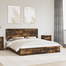 vidaXL Tárolós Ágy fejtámlával Füstölt tölgy 180 x 200 cm Faanyag