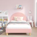 vidaXL Gyerekágy kerettel fejtámlával Rózsaszín 90 x 200 cm Bouclé