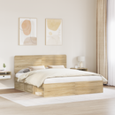 vidaXL Ágykeret fejtámlával Sonoma 200 x 200 cm Tömör fenyőfa