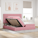 vidaXL Tárolós Ágy matracmal tárolóval Rózsaszín 200 x 200 cm Bársony