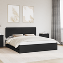 vidaXL Ágykeret fiókkal fejtámlával Fekete 180 x 200 cm Mérnöki Fa