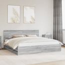 vidaXL Ágykeret fiókkal Szürke Sonoma 200 x 200 cm Mérnöki Fa