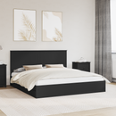 vidaXL Tárolós Ágy fejtámlával fiókkal Fekete 200 x 200 cm Faanyag
