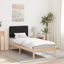 vidaXL Ágykeret Kárpitozott Fejtámlával Fekete 80 x 200 cm Tömör fenyő