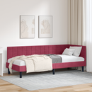 vidaXL Sarokágy keret fejtámlával Bordó 80 cm x 200 cm Bársony