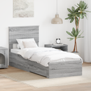 vidaXL Ágykeret fiókkal Szürke Sonoma és ezüst 75 x 190 cm Szerelt Fa