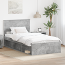 vidaXL Ágykeret fejtámlával Beton Szürke 100 x 200 cm Tömör fenyőfa