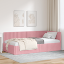 vidaXL Sarokágy keret fejtámlával Rózsaszín 100 cm x 200 cm Bársony