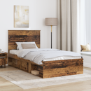 vidaXL Ágykeret fejtámlával Öreg fa 100 x 200 cm Tömör fenyőfa