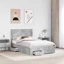 vidaXL Ágykeret fejtámlával fiókkal Beton Szürke 120 x 190 cm Faanyag