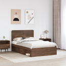 vidaXL Ágykeret fejtámlával Barna Tölgy 120 x 190 cm Tömör fenyőfa