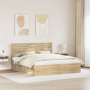 vidaXL Ágykeret fejtámlával Sonoma 200 x 200 cm Tömör fenyőfa
