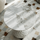 Dohányzóasztal, fehér márvány/acél, EBREL