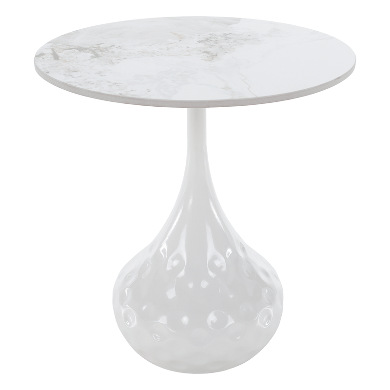 Dohányzóasztal, fehér márvány/acél, EBREL