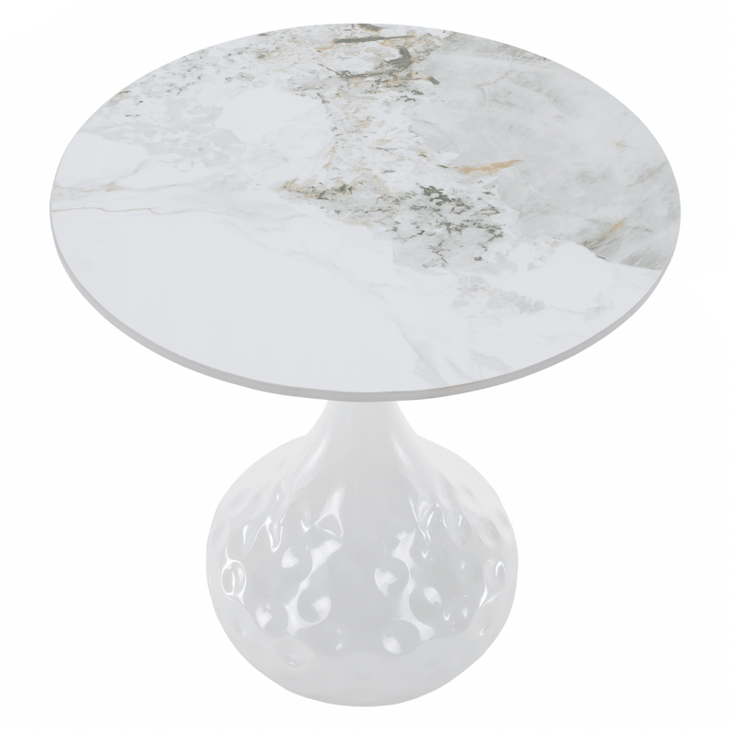 Dohányzóasztal, fehér márvány/acél, EBREL