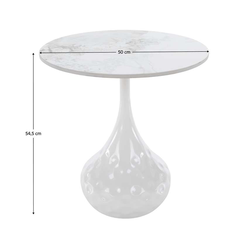 Dohányzóasztal, fehér márvány/acél, EBREL