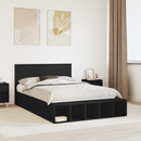 vidaXL Ágykeret polcokkal fejtámlával Fekete 150 x 200 cm Faanyag