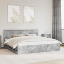 vidaXL Ágykeret fiókkal tárolóval Beton Szürke 200 x 200 cm Mérnöki Fa
