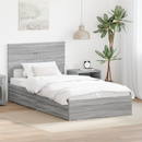 vidaXL Tárolós Ágy fejtámlával Szürke Sonoma 100 x 200 cm Faanyag