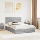 vidaXL Tárolós Ágy fejtámlával Szürke Sonoma 140 x 200 cm Faanyag