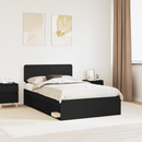 vidaXL Ágykeret fejtámlával Fekete 135 x 190 cm Tömör fenyőfa