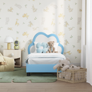 vidaXL Gyerekágy keret fejtámlával Kék 70 x 140 cm PU
