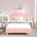 vidaXL Gyerekágy kerettel fejtámlával Rózsaszín 90 x 200 cm Bouclé