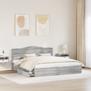 vidaXL Tárolós Ágy fejtámlával Szürke Sonoma 200 x 200 cm Faanyag