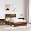 vidaXL Ágykeret fejtámlával Öreg fa 120 x 190 cm Tömör fenyőfa