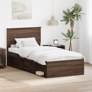 vidaXL Ágykeret fejtámlával Barna Tölgy 75 x 190 cm Faanyag
