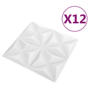 vidaXL Fali panelek 12 pcs Origami Fehér 50 x 50 cm XPS Hab