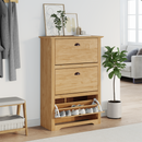 vidaXL Cipőtartó fiókkal BODO Méz barna 80 x 35 x 118 cm Faanyag