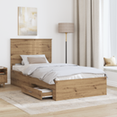 vidaXL Ágykeret fejtámlával fiókkal Artisan tölgy 100 x 200 cm Faanyag
