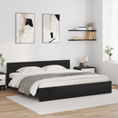 vidaXL Ágykeret LED -es lámpákkal Fekete tölgy 200 x 200 cm Faanyag