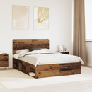 vidaXL Ágykeret fejtámlával Öreg fa 150 x 200 cm Tömör fenyőfa