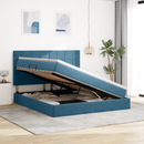 vidaXL Ágy tárolóval és matraccal Sötét kék 180 x 200 cm Bársony