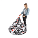 Babzsák, fehér/fekete/szürke/piros minta, ELION