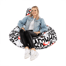 Babzsák, fehér/fekete/szürke/piros minta, ELION