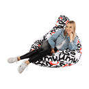 Babzsák, fehér/fekete/szürke/piros minta, ELION