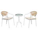 Kerti 3 darabos rattan szett, fehér/bézs, ELIOR